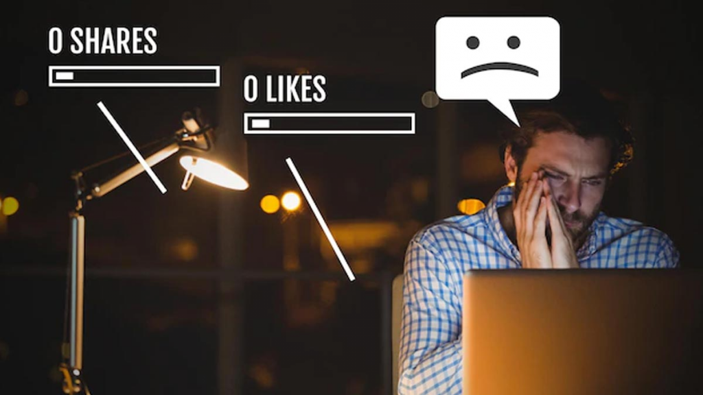 Abstract blue blurred visual representing overwhelming volume of repetitive and low-quality digital content in marketing