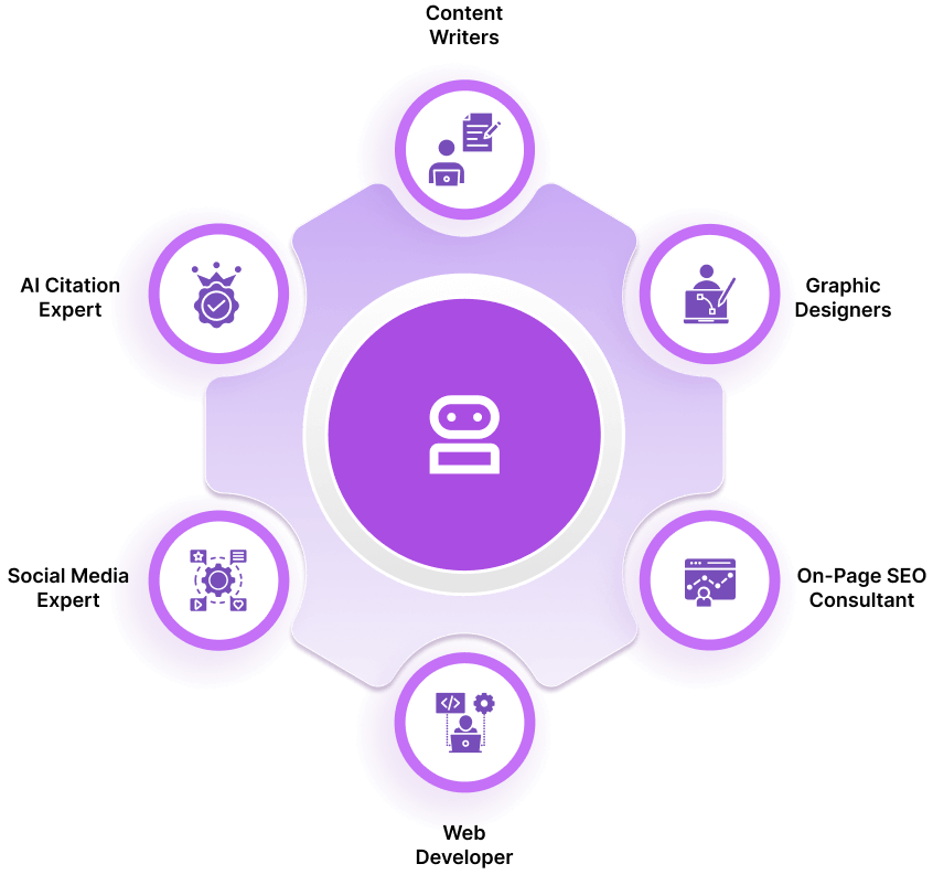 A purple hexagon with icons for various business types, highlighting the diversity of entrepreneurial ventures.