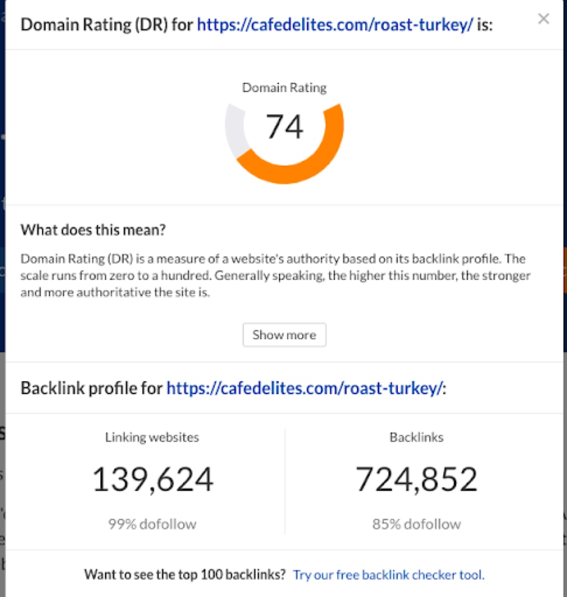 Small business SEO insights—understand domain rating, backlink profile, and number of linking websites to improve search visibility