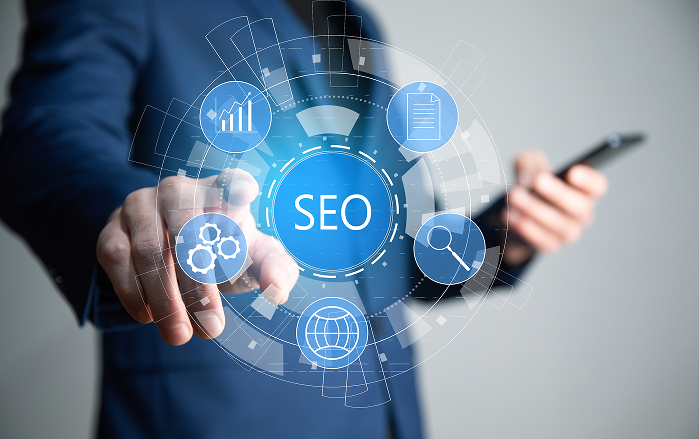 SEO services, showcasing digital marketing strategies and analytics for improved online visibility.