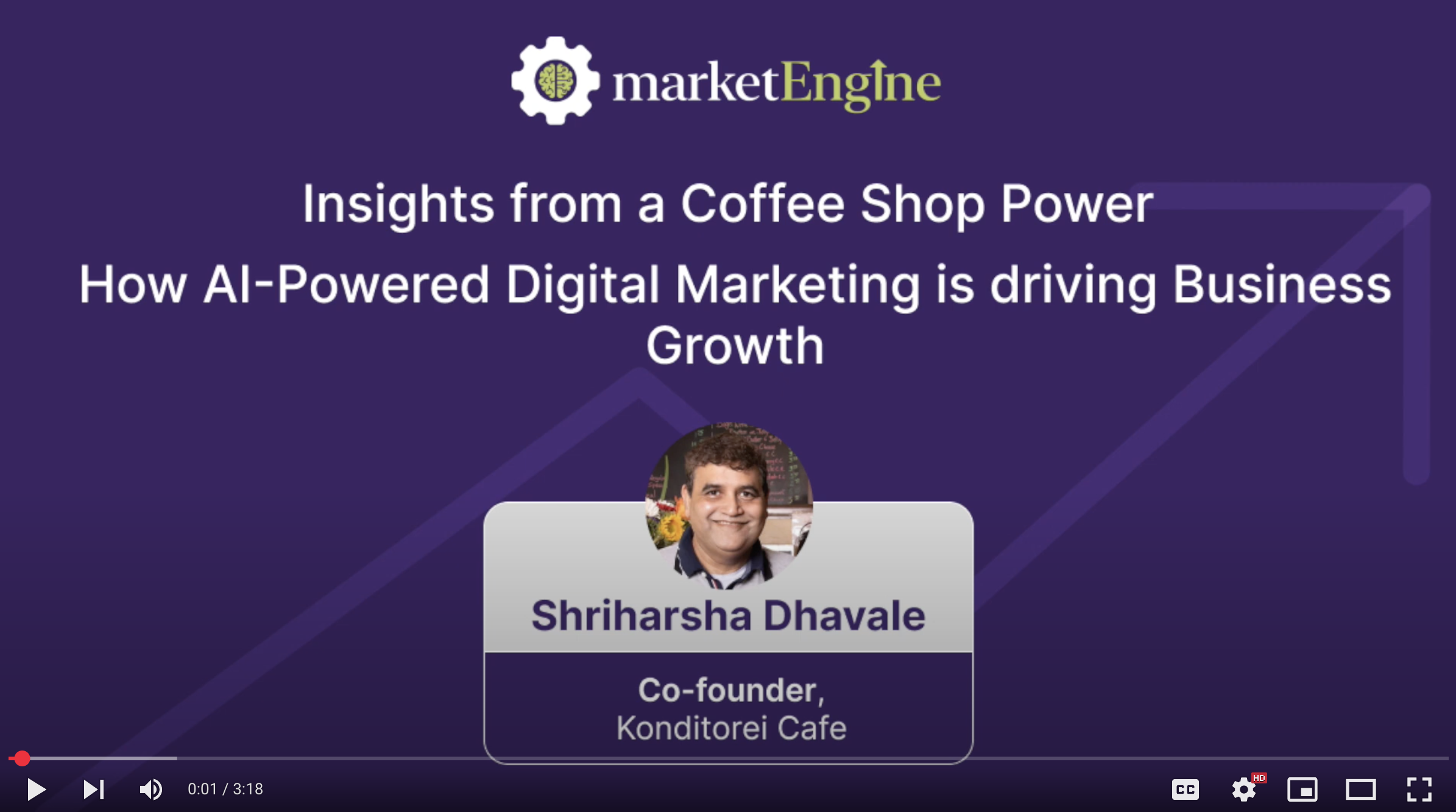 Affordable SEO services for small business shown in a video opening screen with insights from a coffee shop owner on AI-driven growth.